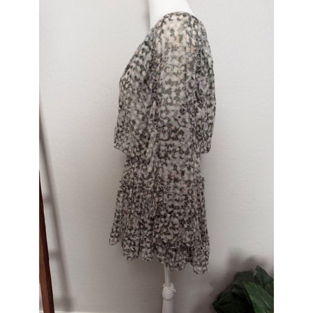 MISA Los Angeles Penelope Floral Pleated Mini Dress Sheer Long Sleeve Boho NWOT - Picture 3 of 7